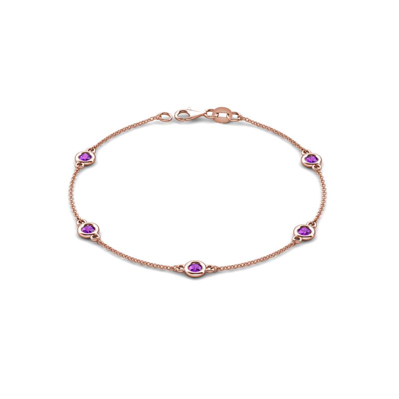 Aizza (5 Stn/4 mm) Amethyst Station Bracelet 