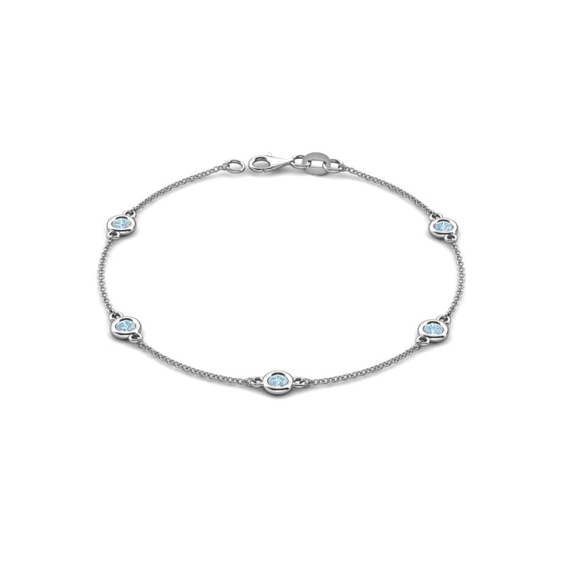 Aizza (5 Stn/4 mm) Aquamarine Station Bracelet 