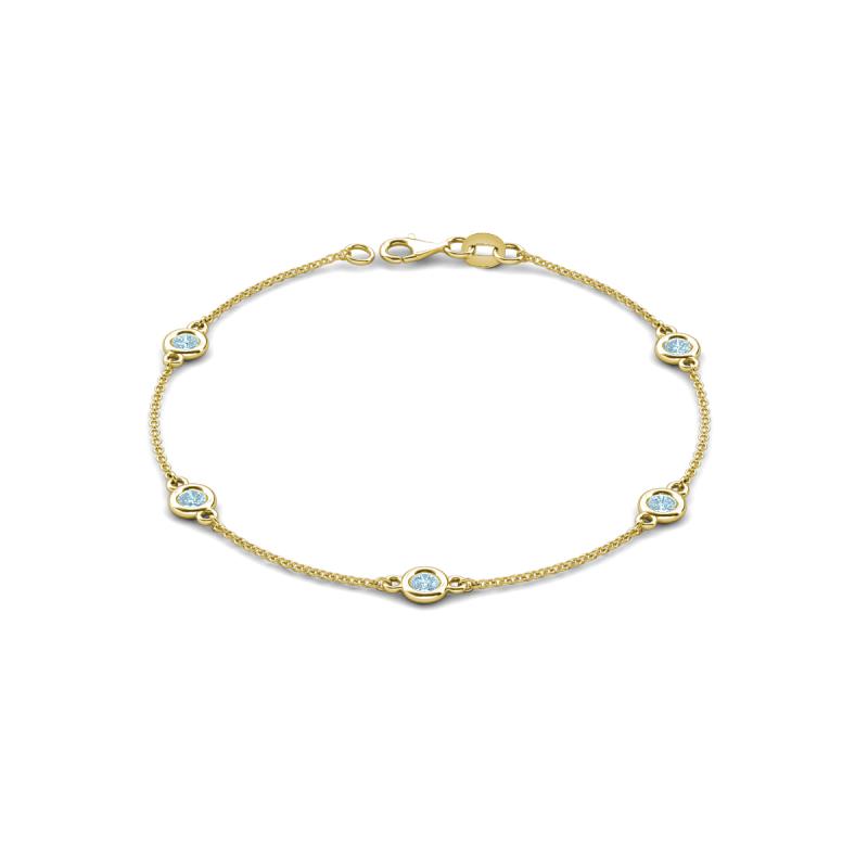 Aizza (5 Stn/4 mm) Aquamarine Station Bracelet 