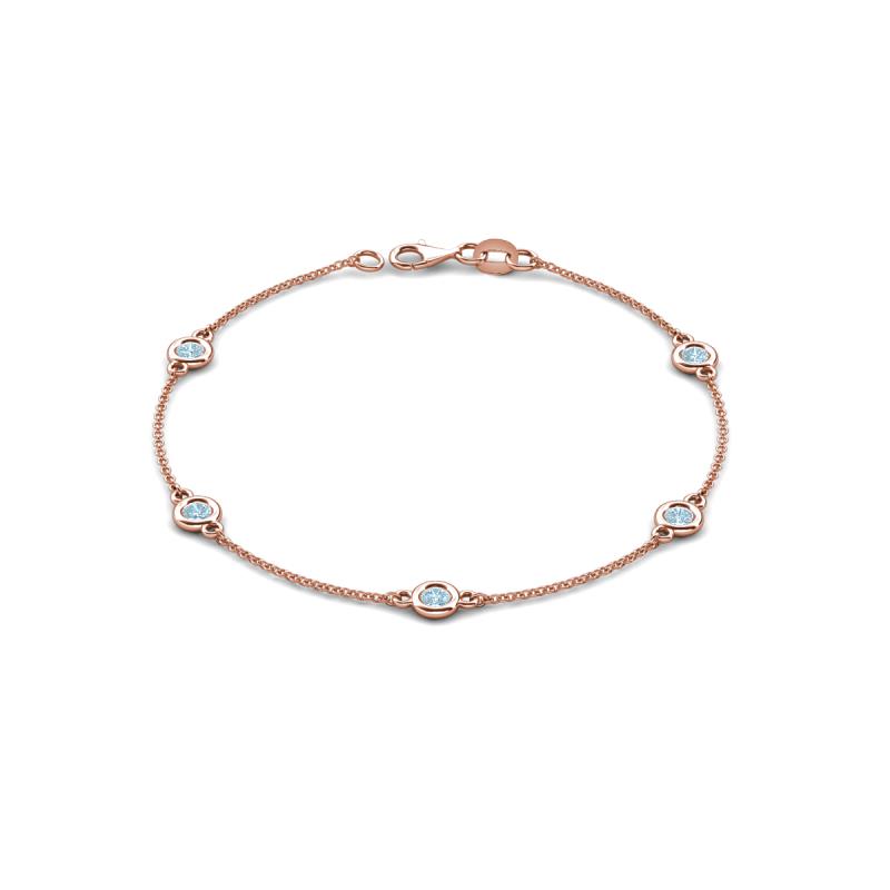 Aizza (5 Stn/4 mm) Aquamarine Station Bracelet 