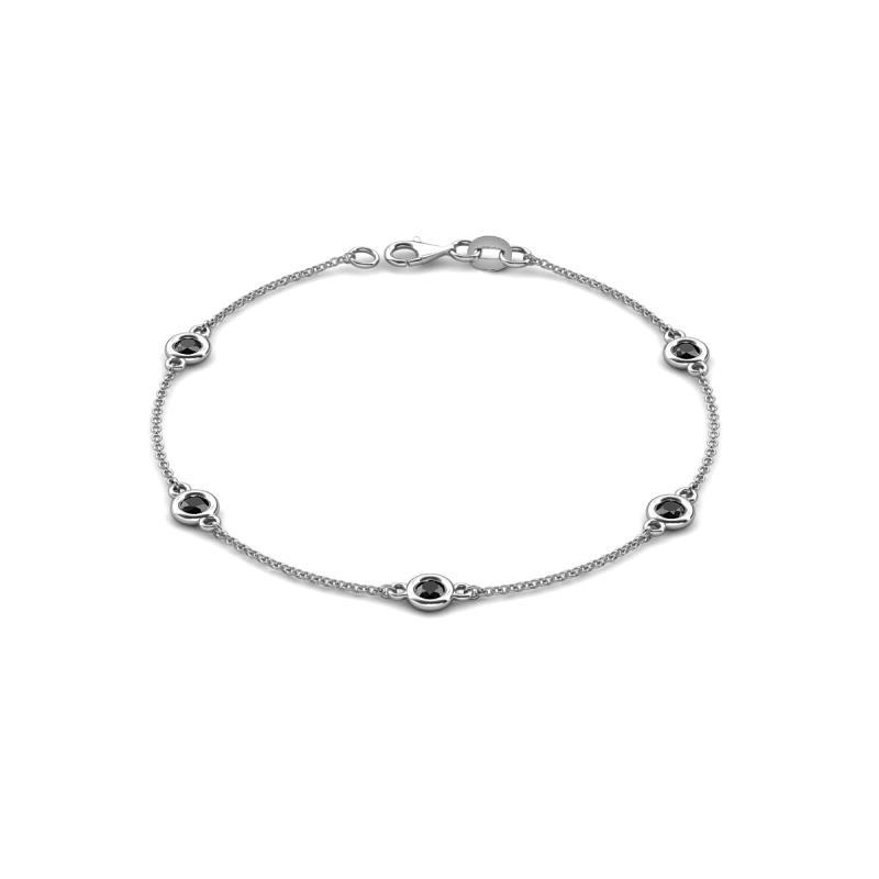 Aizza (5 Stn/4 mm) Black Diamond Station Bracelet 