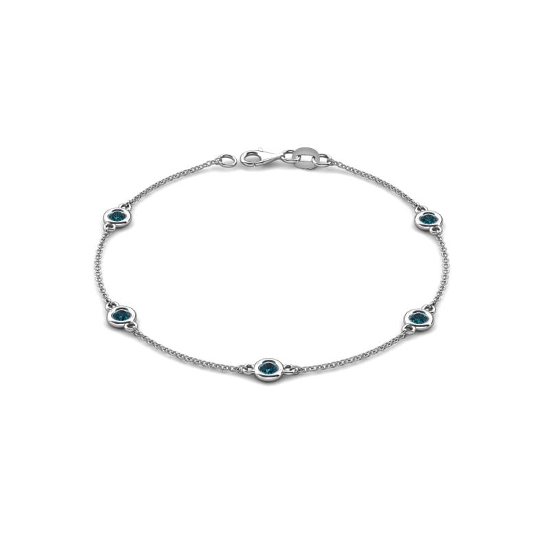 Aizza (5 Stn/4 mm) Blue Diamond Station Bracelet 