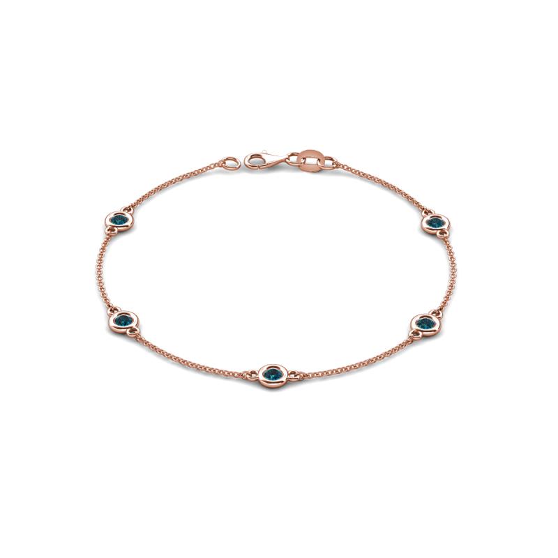Aizza (5 Stn/4 mm) Blue Diamond Station Bracelet 