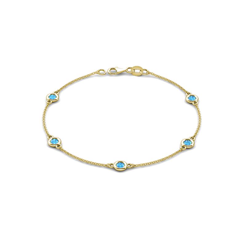 Aizza (5 Stn/4 mm) Blue Topaz Station Bracelet 