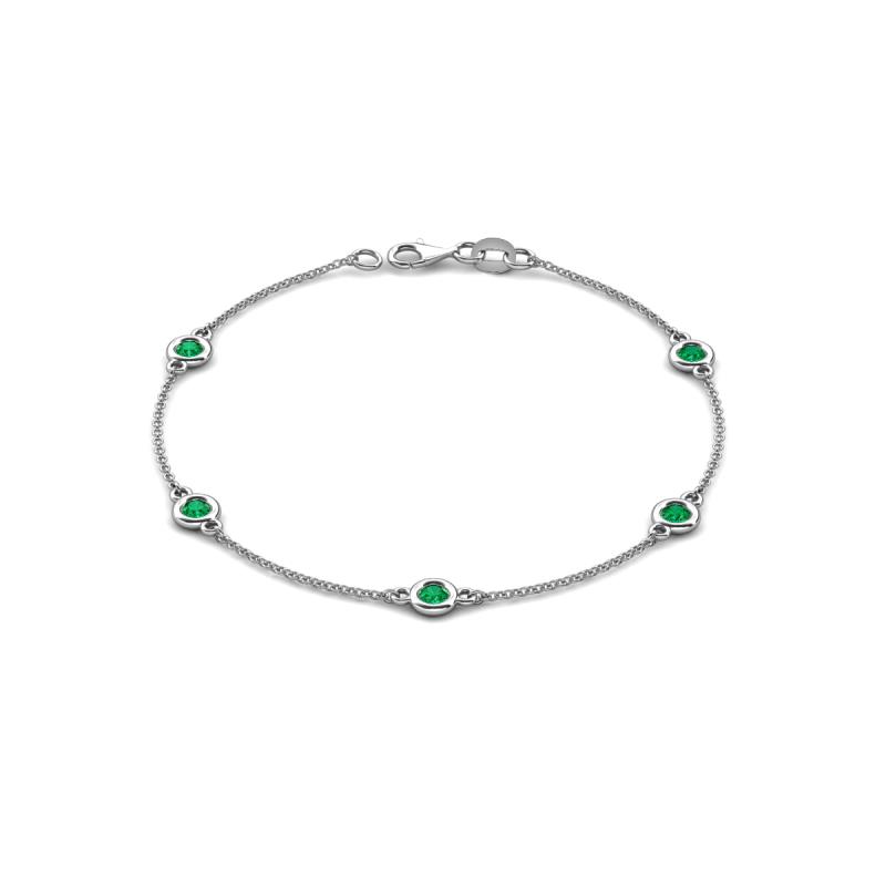 Aizza (5 Stn/4 mm) Emerald Station Bracelet 