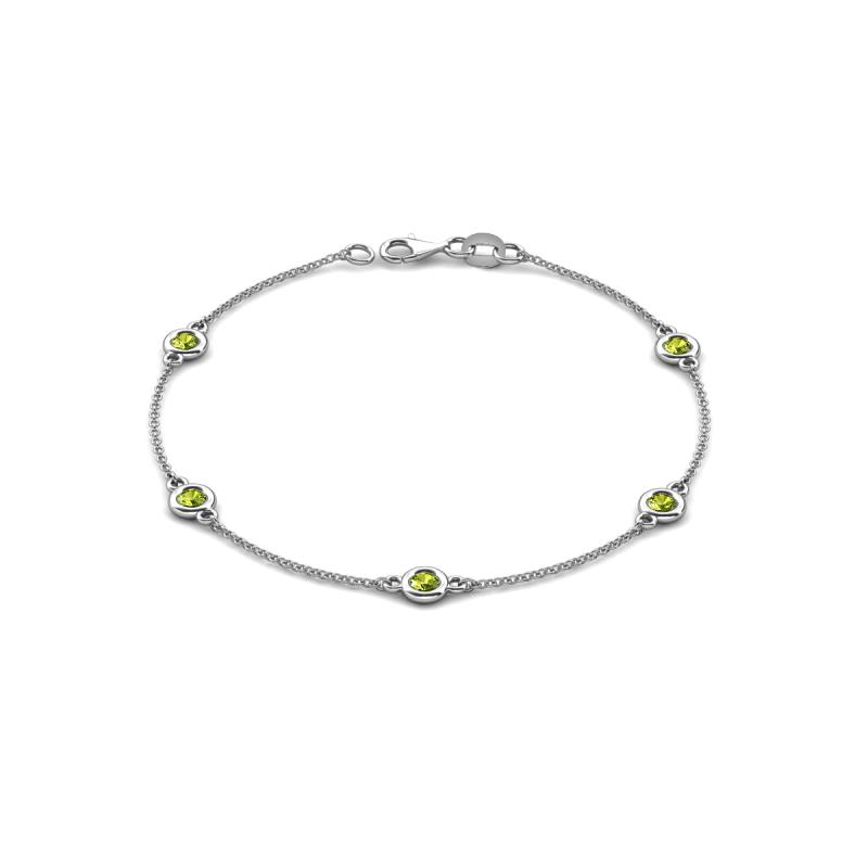 Aizza (5 Stn/4 mm) Peridot Station Bracelet 