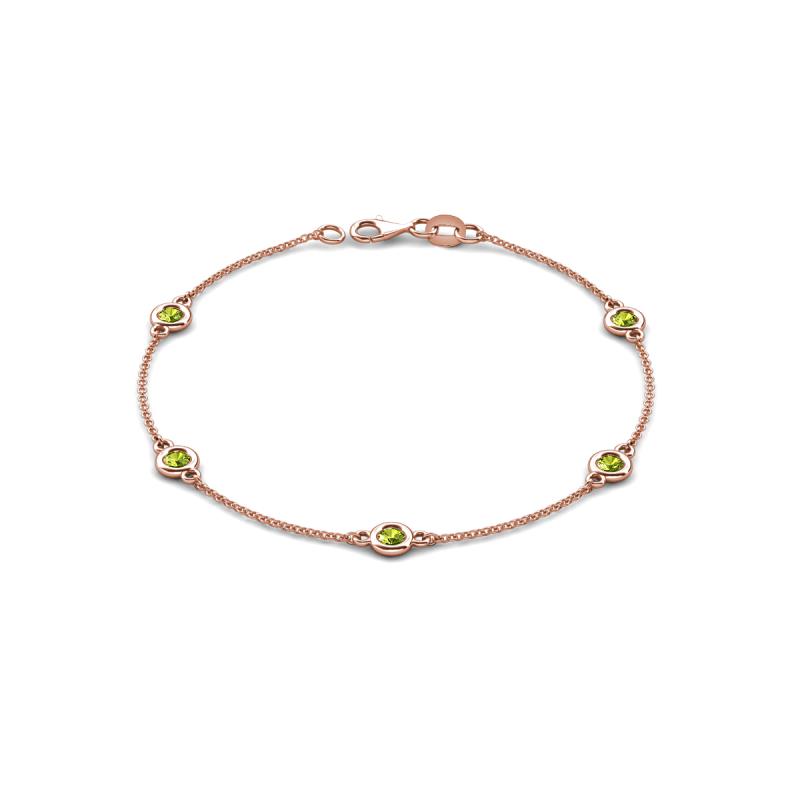 Aizza (5 Stn/4 mm) Peridot Station Bracelet 