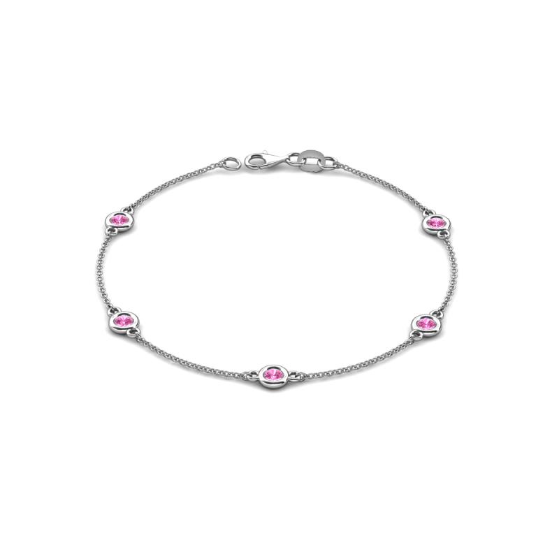 Aizza (5 Stn/4 mm) Pink Sapphire Station Bracelet 