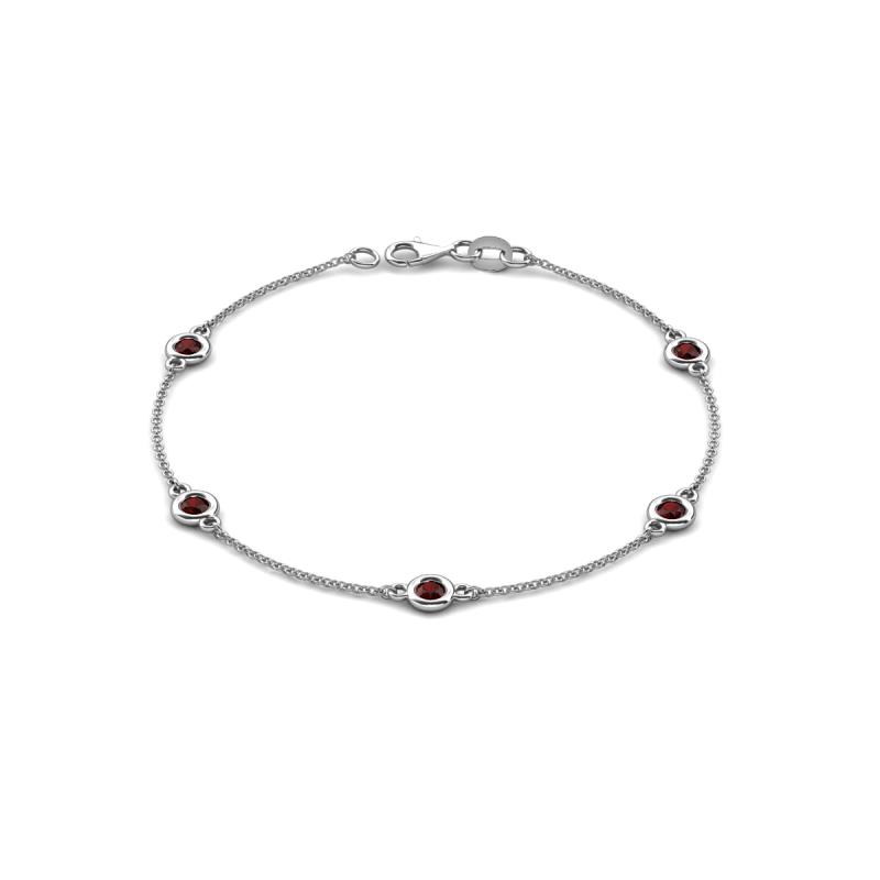 Aizza (5 Stn/4 mm) Red Garnet Station Bracelet 