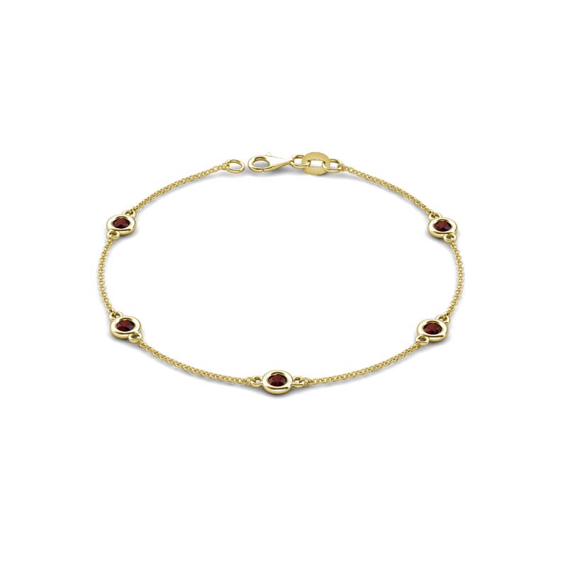 Aizza (5 Stn/4 mm) Red Garnet Station Bracelet 