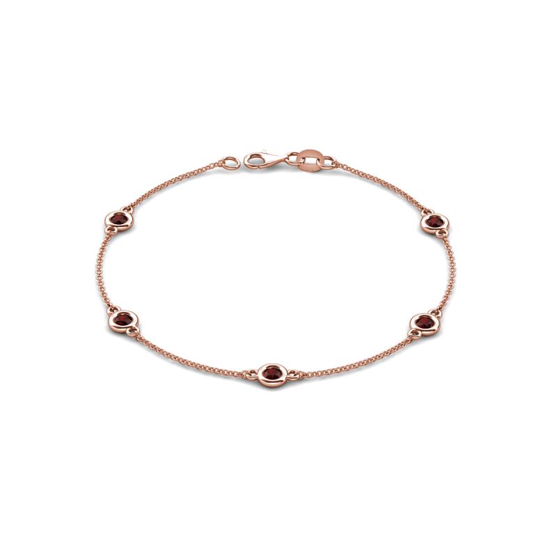 Aizza (5 Stn/4 mm) Red Garnet Station Bracelet 