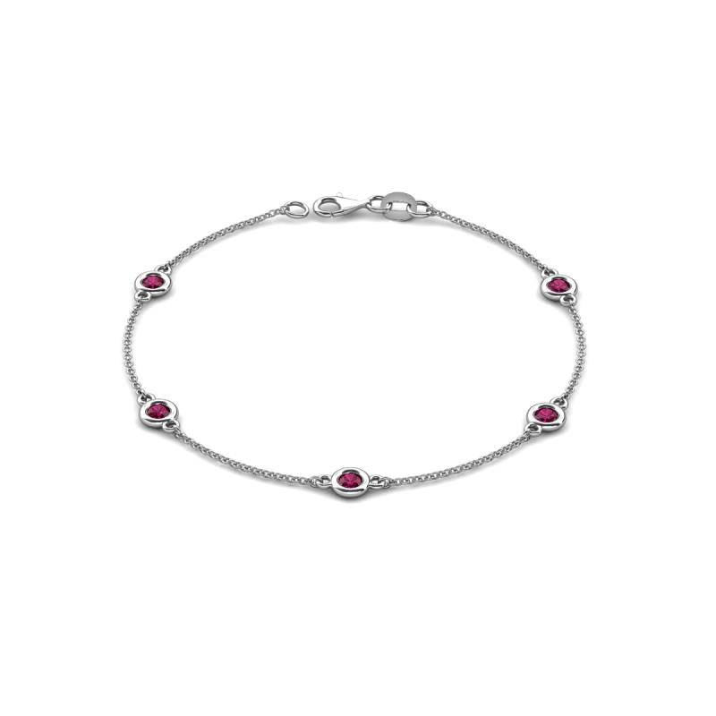 Aizza (5 Stn/4 mm) Rhodolite Garnet Station Bracelet 