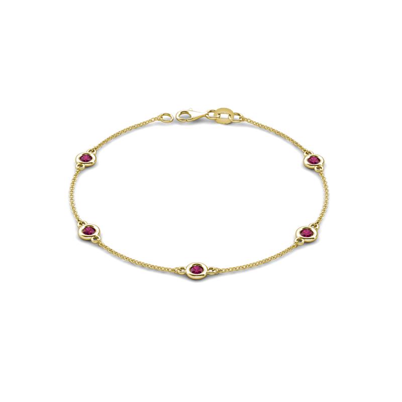 Aizza (5 Stn/4 mm) Rhodolite Garnet Station Bracelet 