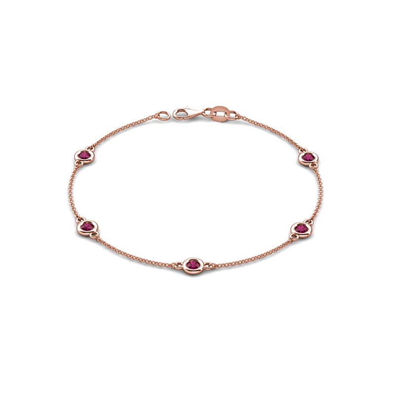Aizza (5 Stn/4 mm) Rhodolite Garnet Station Bracelet 
