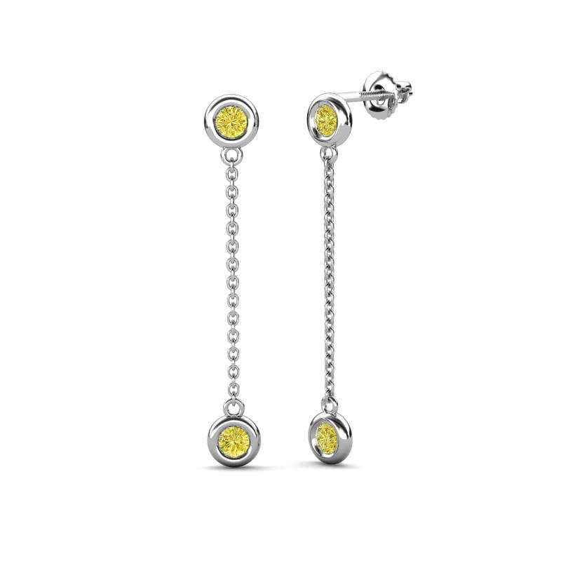 Robin 1.00 ctw Yellow Diamond Bezel set Women Drop Dangle Earrings 