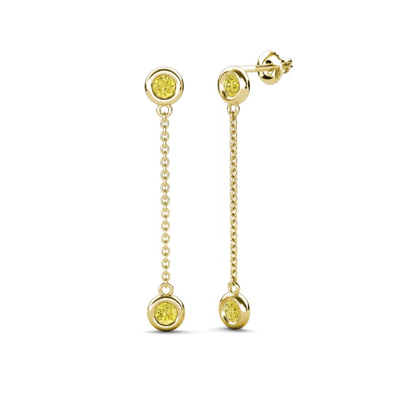 Robin 1.00 ctw Yellow Diamond Bezel set Women Drop Dangle Earrings 