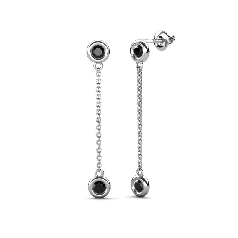 Robin 1.08 ctw Black Diamond Bezel set Women Drop Dangle Earrings 