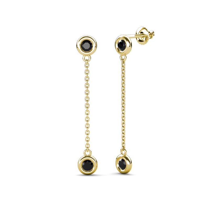 Robin 1.08 ctw Black Diamond Bezel set Women Drop Dangle Earrings 