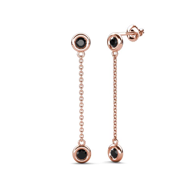 Robin 1.08 ctw Black Diamond Bezel set Women Drop Dangle Earrings 