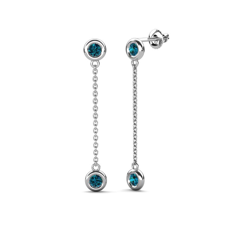 Robin 1.00 ctw Blue Diamond Bezel set Women Drop Dangle Earrings 