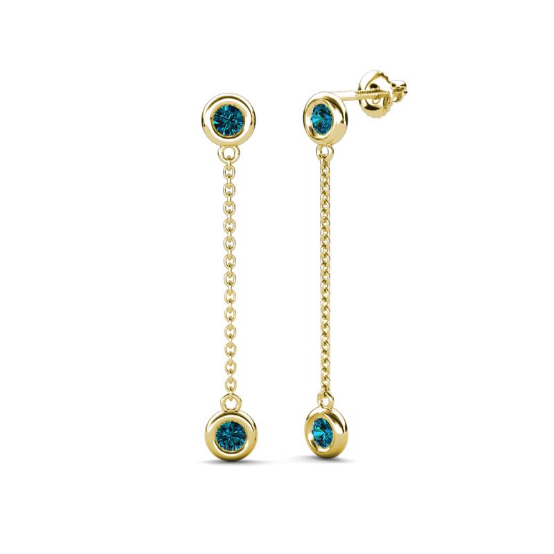 Robin 1.00 ctw Blue Diamond Bezel set Women Drop Dangle Earrings 
