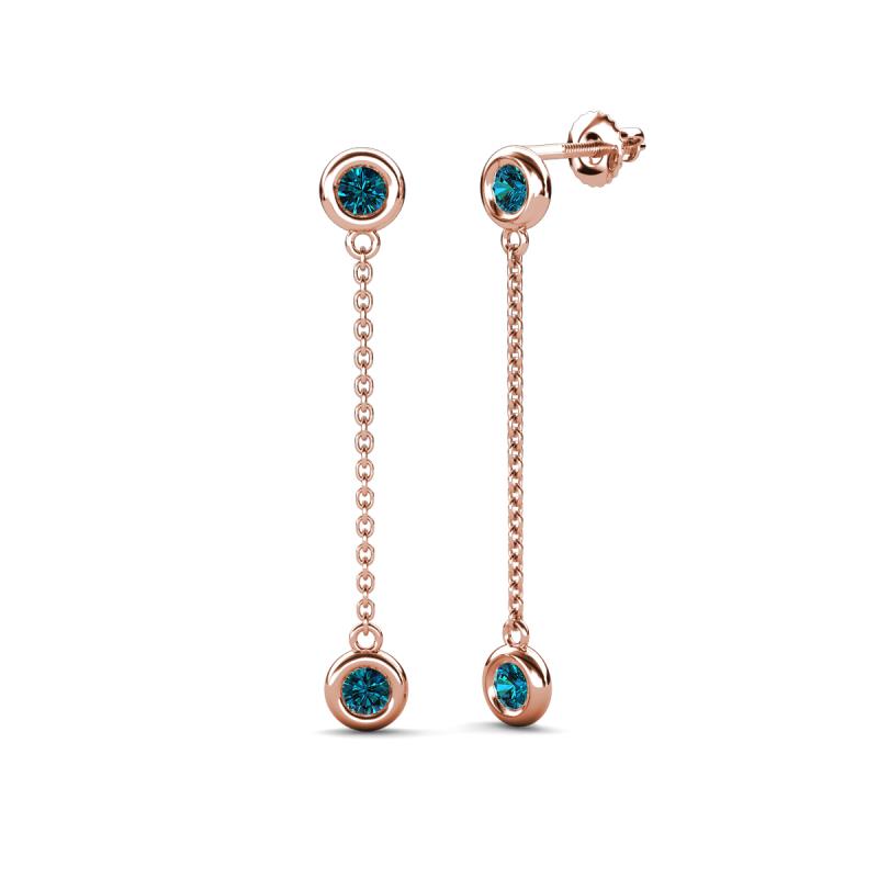 Robin 1.00 ctw Blue Diamond Bezel set Women Drop Dangle Earrings 