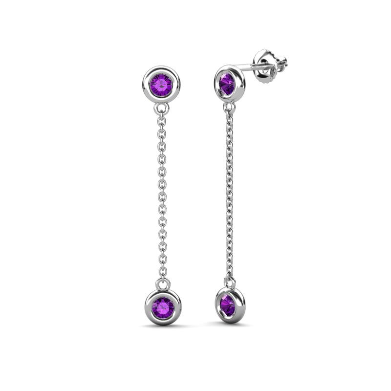 Robin 0.80 ctw Amethyst Bezel set Women Drop Dangle Earrings 