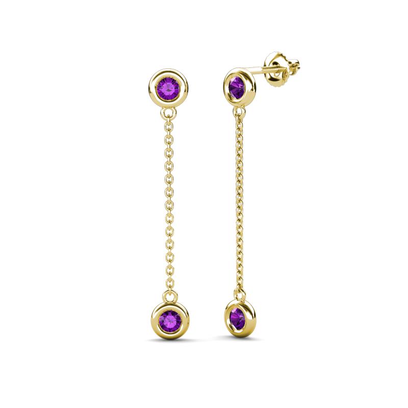 Robin 0.80 ctw Amethyst Bezel set Women Drop Dangle Earrings 