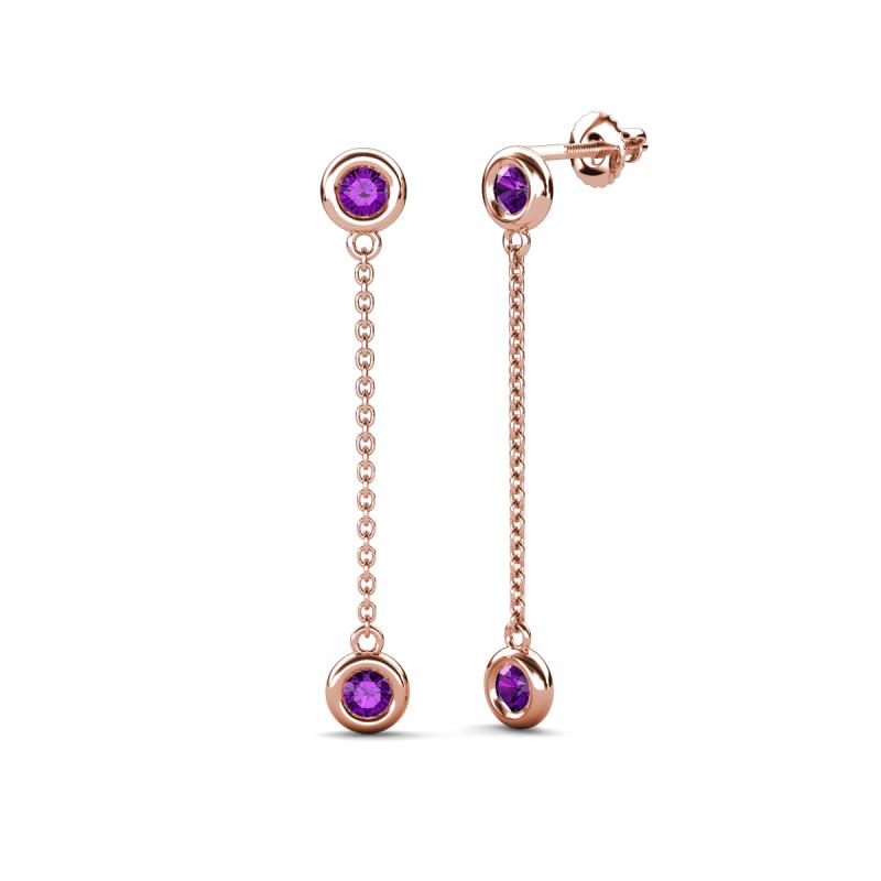 Robin 0.80 ctw Amethyst Bezel set Women Drop Dangle Earrings 