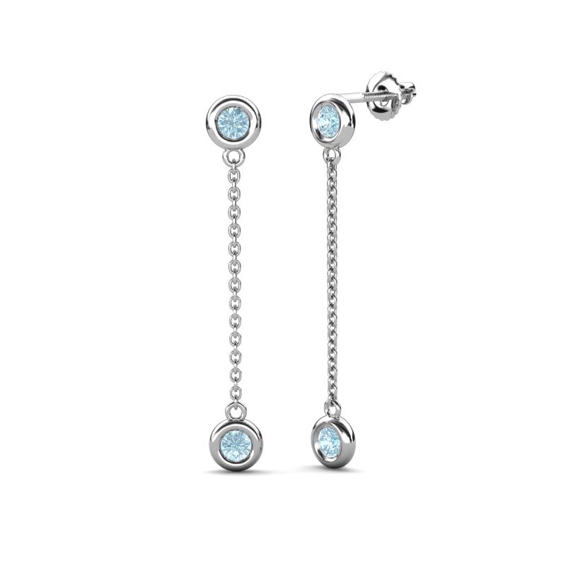 Robin 0.80 ctw Aquamarine Bezel set Women Drop Dangle Earrings 