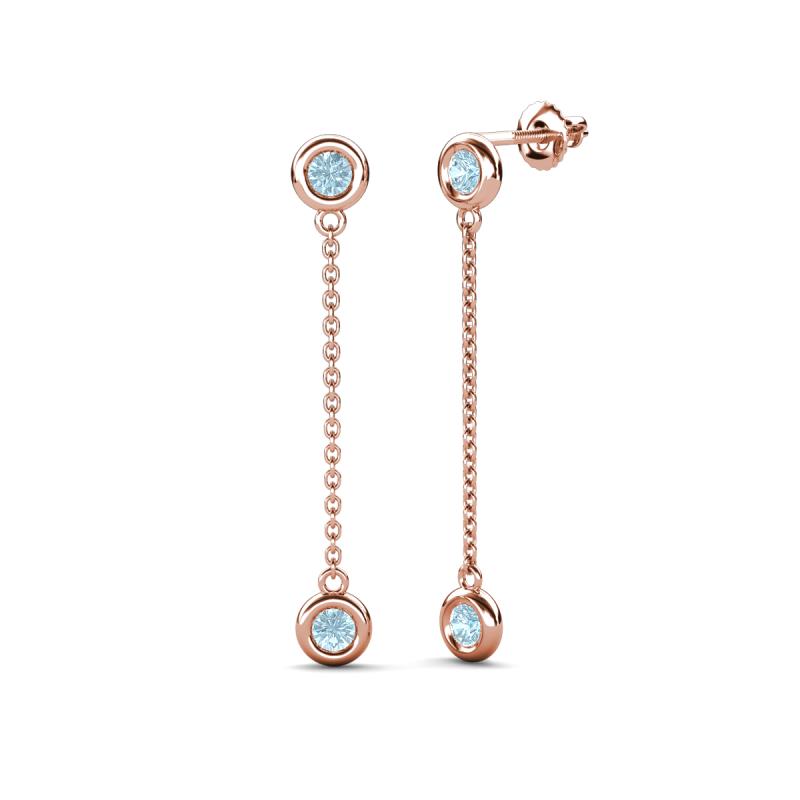 Robin 0.80 ctw Aquamarine Bezel set Women Drop Dangle Earrings 
