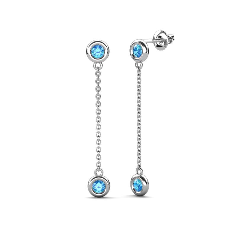 Robin 0.88 ctw Blue Topaz Bezel set Women Drop Dangle Earrings 