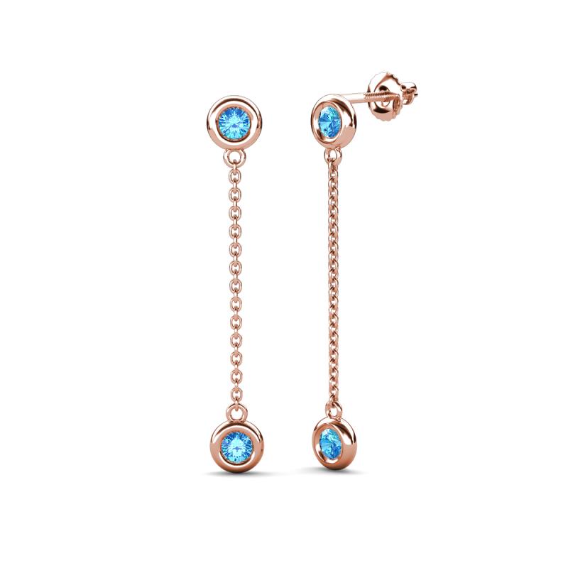 Robin 0.88 ctw Blue Topaz Bezel set Women Drop Dangle Earrings 