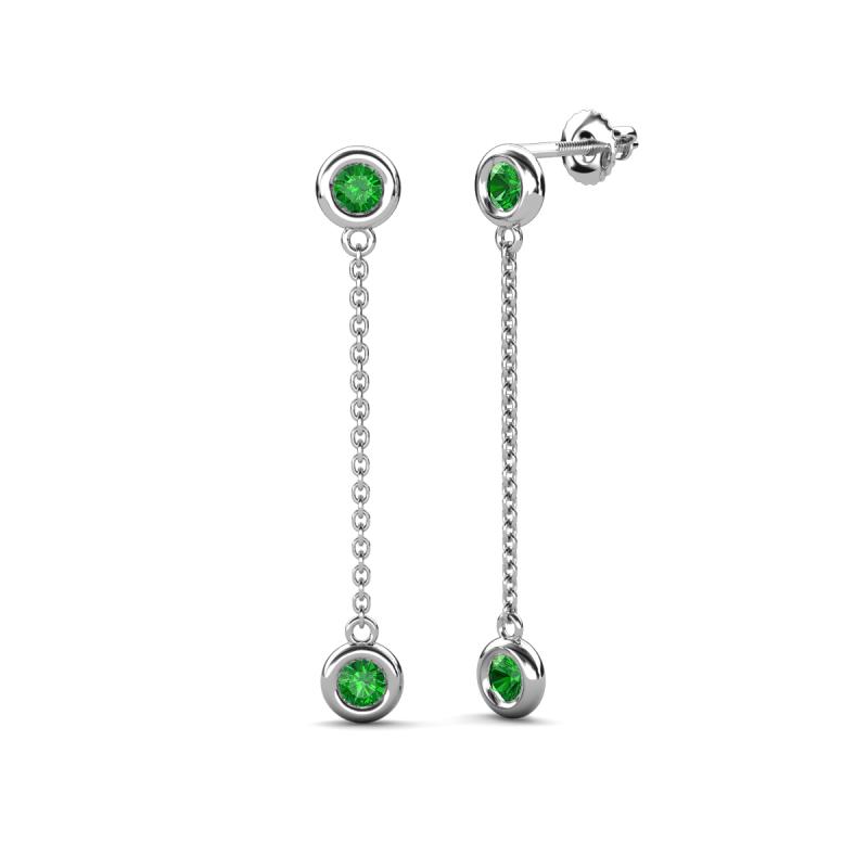 Robin 1.16 ctw Green Garnet Bezel set Women Drop Dangle Earrings 