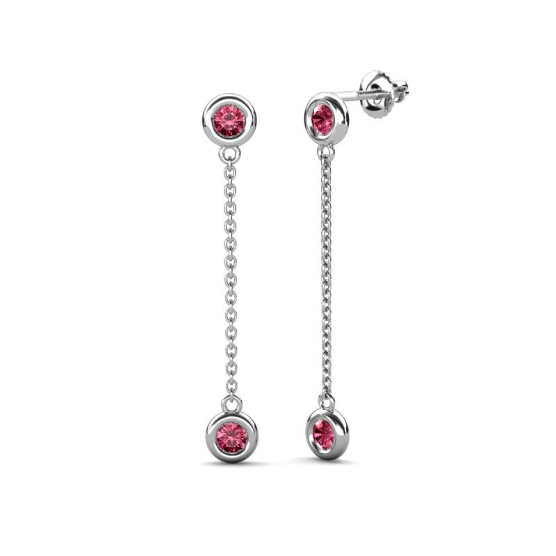 Robin 0.80 ctw Pink Tourmaline Bezel set Women Drop Dangle Earrings 