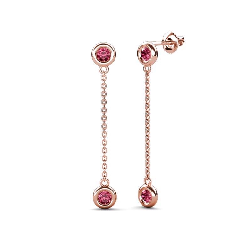 Robin 0.80 ctw Pink Tourmaline Bezel set Women Drop Dangle Earrings 