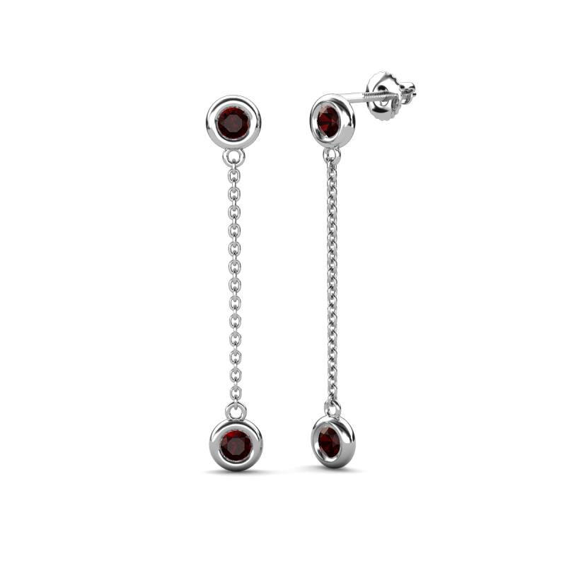 Robin 1.26 ctw Red Garnet Bezel set Women Drop Dangle Earrings 