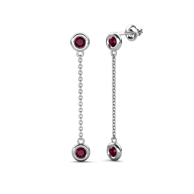 Robin 1.26 ctw Rhodolite Garnet Bezel set Women Drop Dangle Earrings 