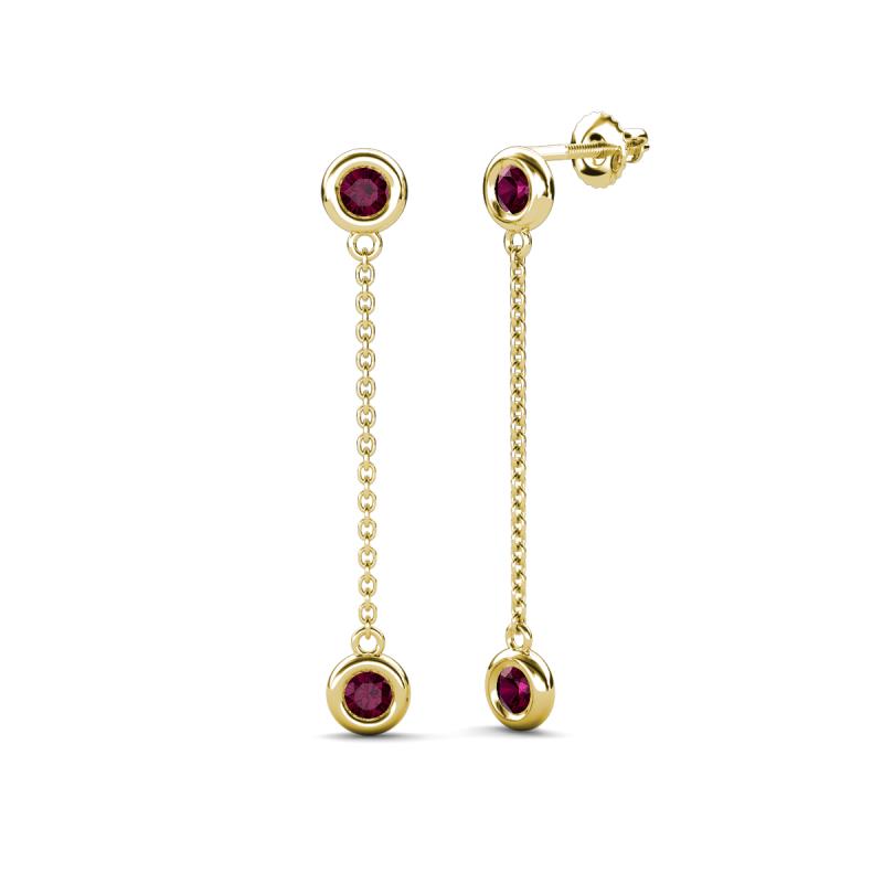 Robin 1.26 ctw Rhodolite Garnet Bezel set Women Drop Dangle Earrings 