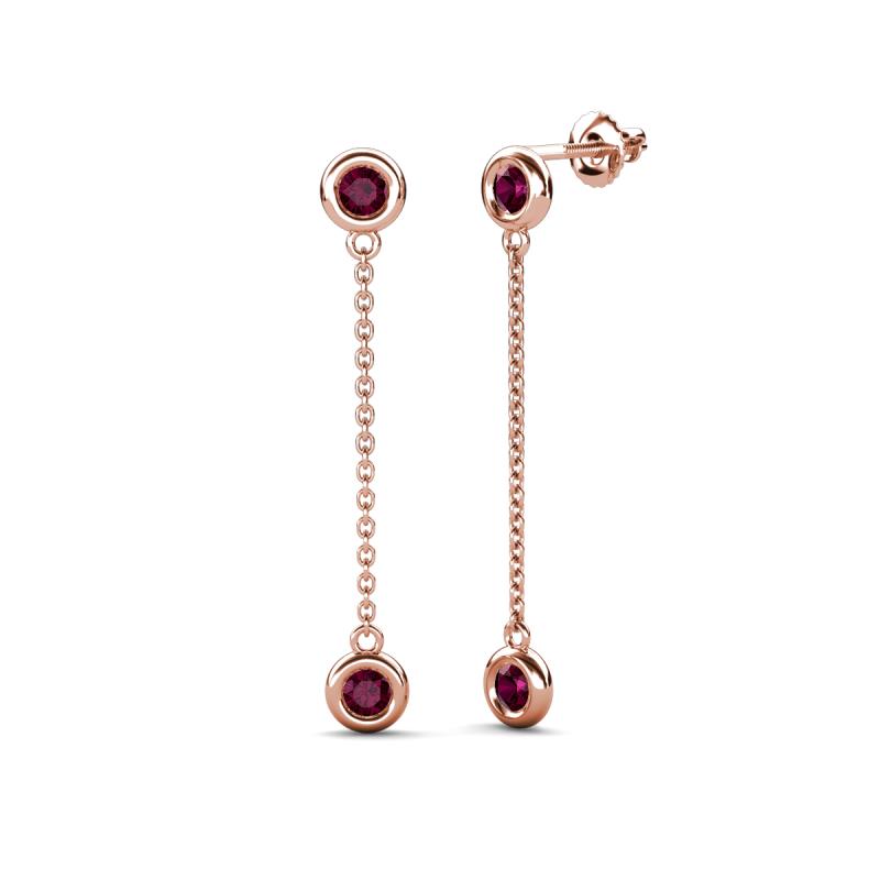 Robin 1.26 ctw Rhodolite Garnet Bezel set Women Drop Dangle Earrings 