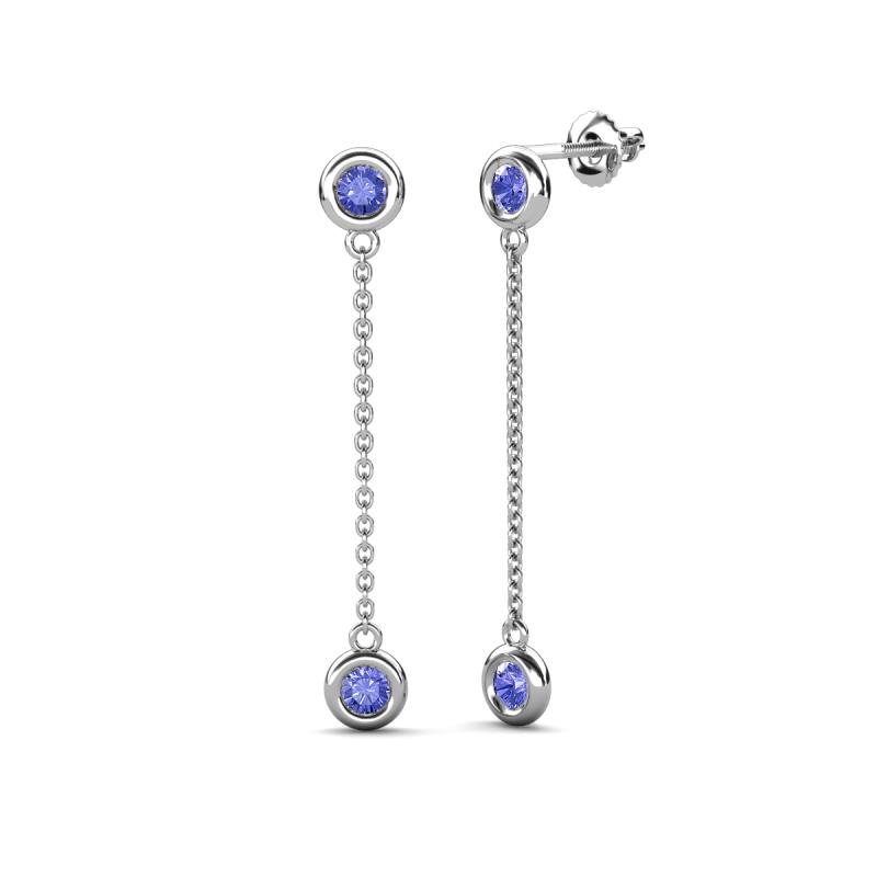 Robin 0.92 ctw Tanzanite Bezel set Women Drop Dangle Earrings 
