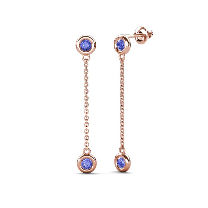 Robin 0.92 ctw Tanzanite Bezel set Women Drop Dangle Earrings 