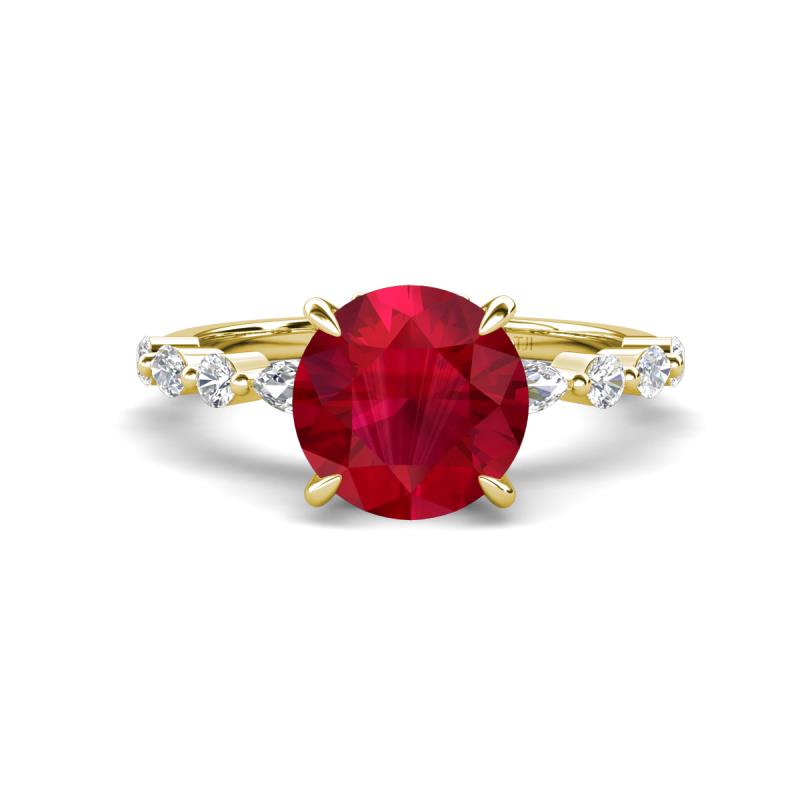 Laila 3.23 ctw Created Ruby (8.00 mm) Hidden Halo Engagement Ring 