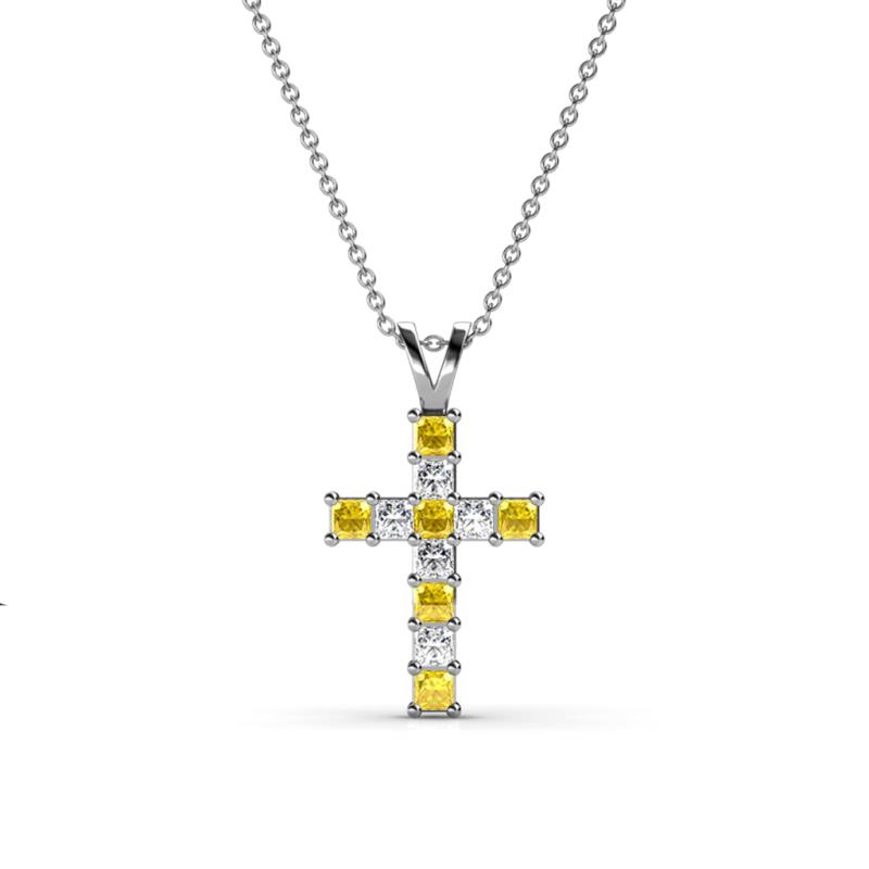 Ethel Yellow Sapphire and Lab Grown Diamond Cross Pendant 