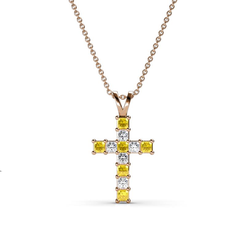 Ethel Yellow Sapphire and Lab Grown Diamond Cross Pendant 