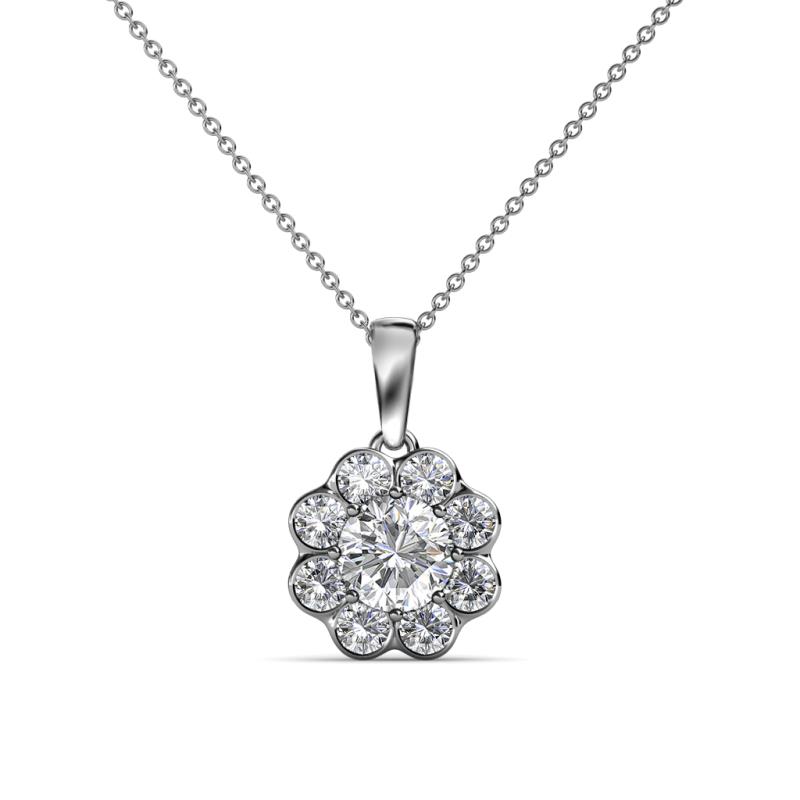 Urania 0.90 ctw Natural Diamond (5.00 mm) and Lab Grown Diamond Floral Halo Pendant 