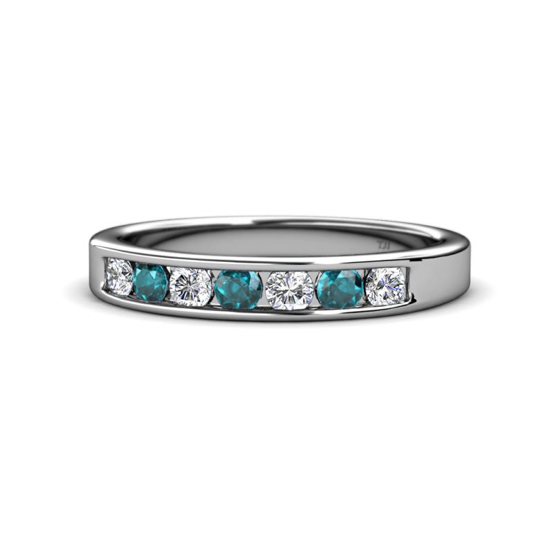 Kathiryn 3.00 mm London Blue Topaz and Diamond 7 Stone Wedding Band 