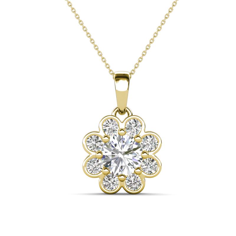 Urania 1.60 ctw Moissanite (6.00 mm) and Accented Lab Grown Diamond Halo Floral Pendant 