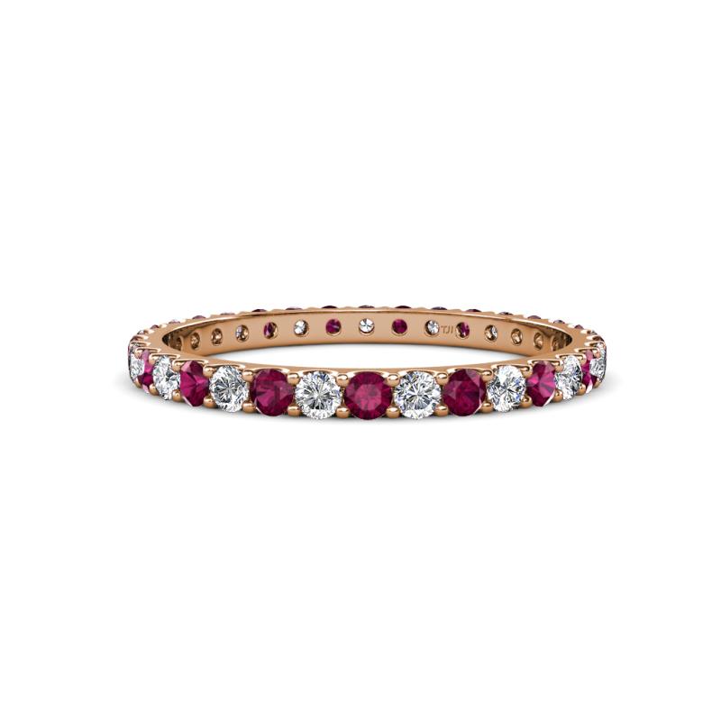 Audrey 2.00 mm Rhodolite Garnet and Lab Grown Diamond U Prong Eternity Band 