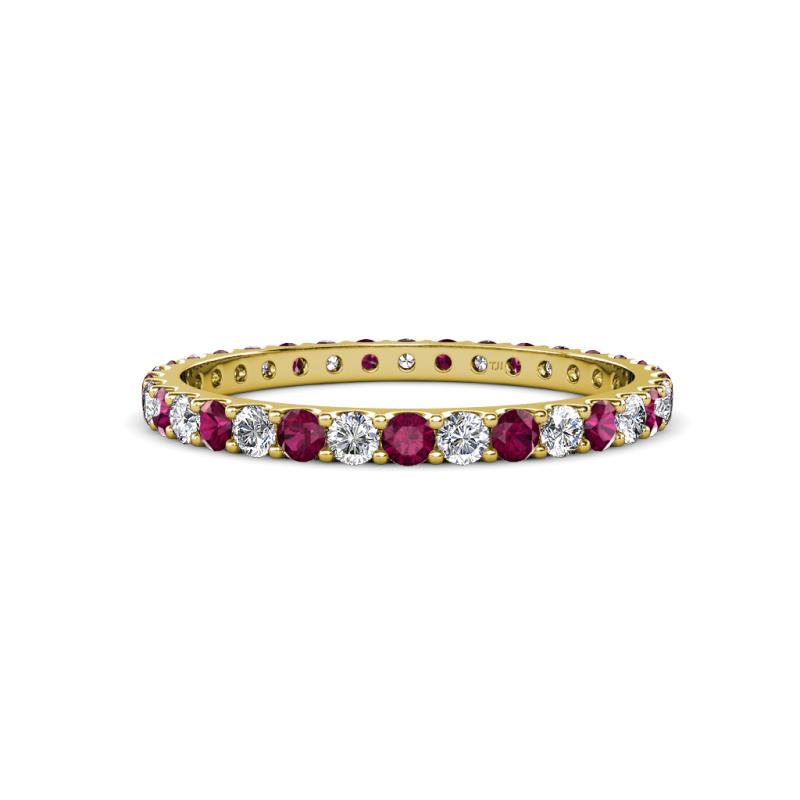 Audrey 2.00 mm Rhodolite Garnet and Lab Grown Diamond U Prong Eternity Band 